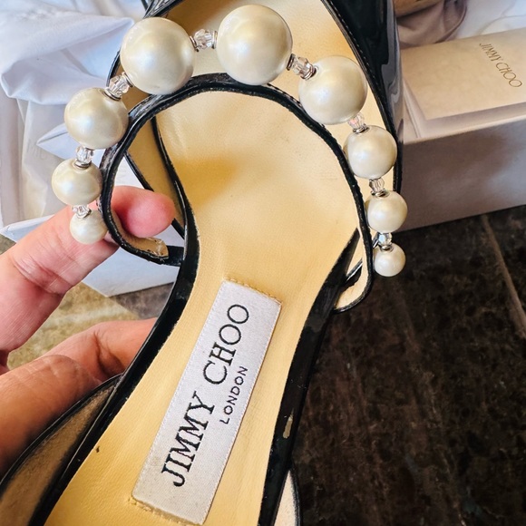 Jimmy Choo Black Heels with Pearl Accents - Picture 8 of 14